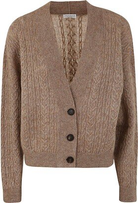 Cable-Knit V-Neck Cardigan