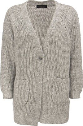 Ribbed-Knit Buttoned Cardigan