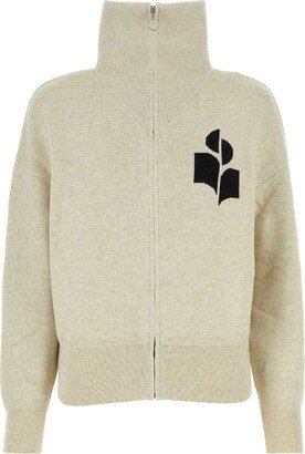 Logo Embroidered Zipped Cardigan