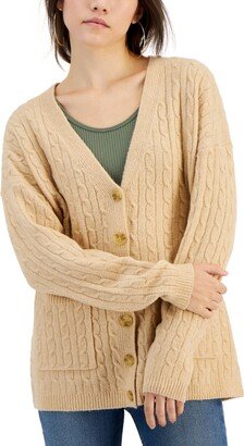 Juniors' Baby-Cable-Knit Button-Front Cardigan