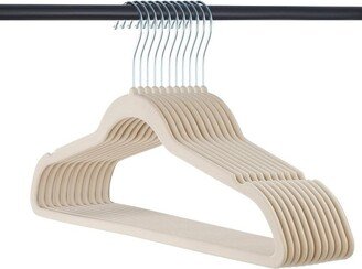 Homeitusa 10-pack Velvet Hanger - Ultra-Thin Ivory Hangers with Clips - Non-slip Hangers for Skirts and Pants