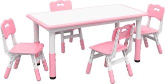 Kids Table and Chair Set with 4 Chairs, Adjustable Height, Easy to Clean Table Surface, for 1.5 - 5 Years Old