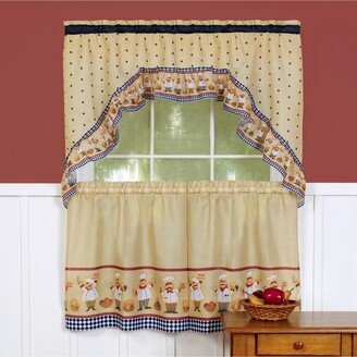 Cucina Printed Tier and Swag Window Curtain Set, 57x24