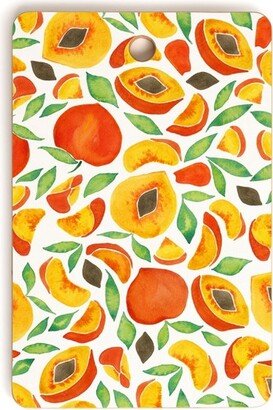 Cat Coquillette Peaches Green Leaves Rectangle Cutting Board
