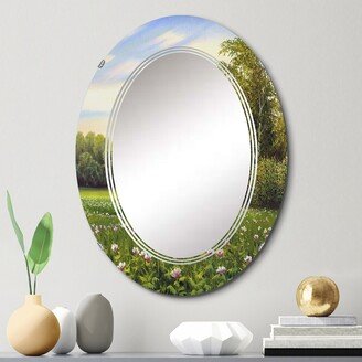 Designart 'Beautiful Summer Green Countryside Landscape' Printed Country Wall Mirror