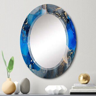 Designart 'Blue Luxury Abstract Fluid Art XV' Printed Modern Wall Mirror