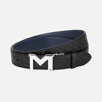 M Buckle Black/blue 35 Mm Reversible Leather Belt