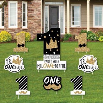 Big Dot Of Happiness 1st Birthday Little Mr. Onederful - Yard Sign & Outdoor Lawn Decor - Set of 8