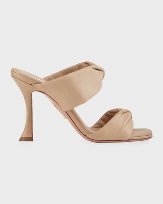 Leather Twist Heel Slide Sandals