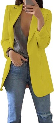 Tdvcpmkk Women's Slim Fit Blazer Fall Jacket Work Office Ladies Yellow