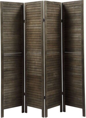 Aoolive 4-Panel Wood Room Divider Louver Partition Screen, 5.6 Ft. Tall Folding Privacy Screen