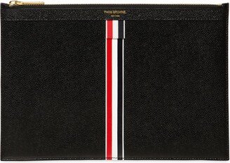 Medium stripes pebbled leather pouch