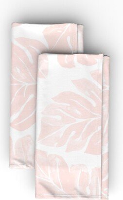 Cloth Napkins: Jungle Monstera Leaves - Pink Cloth Napkin, Longleaf Sateen Grand, Pink