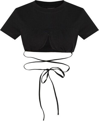 Wrap-Around Crewneck Cropped Top