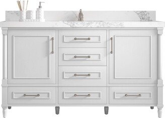 Aberdeen 60 In. W X 22 D Single Sink Bathroom Vanity in White With Quartz Or Marble Countertop | Modern Vanity Premium Q