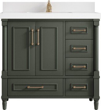 Aberdeen 36 In. W X 22 D Center Sink Bathroom Vanity in Pewter Green With Quartz Or Marble Countertop | Modern Vanity Premium Q