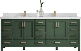 Malibu 84 In. W X 22 D Double Sink Bathroom Vanity in Lafayette Green With Quartz Or Marble Countertop | Modern Vanity Premium Q