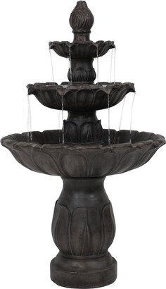 Sunnydaze Decor Classic Tulip Polystone Outdoor 3-Tier Fountain - Dark Brown