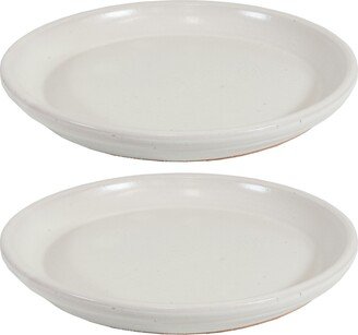 Sunnydaze Decor 12 in Glazed Ceramic Flower Pot/Plant Saucer - Pearl - Set of 2