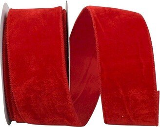 Regal Red Plush Velvet Wired Ribbon