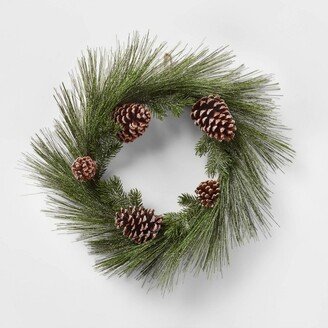 22in Unlit Iced Long Needle and Pinecone Artificial Christmas Wreath - Wondershop™