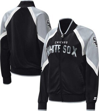 Women's Starter Black Chicago White Sox Touchdown Raglan Full-Zip Track Jacket