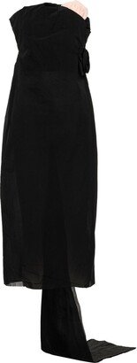 Strapless Drape-Detail Midi Dress