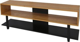 Creek with Solid American TV Stand for TVs up to 65 Natural Cherry/Black - Flora Home