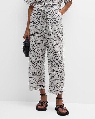 Talyn Geo-Print Cropped Wide-Leg Pants