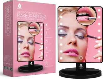 Black LED Touch Dimmable Vanity Makeup Mirror with Detachable 5x Mirror