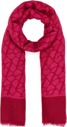 Embroidered Cashmere Blend Scarf-AA