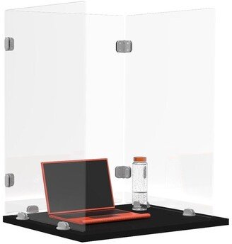 RECLAIM Trifold Clear Freestanding Acrylic Desk Shield