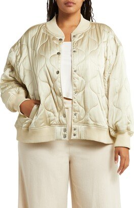 Oversize Quilted Satin Bomber Jacket