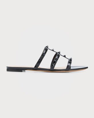 Rockstud Caged Calfskin Flat Sandals