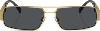 Greca-detail rectangle-frame sunglasses