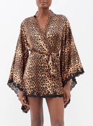 Molly Leopard-print Silk-blend Satin Robe