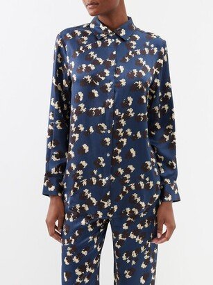 London Floral-print Silk-satin Pyjama Shirt