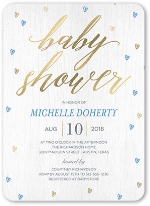 Baby Shower Invitations: Raining Love Boy Baby Shower Invitation, Beige, Standard Smooth Cardstock, Rounded