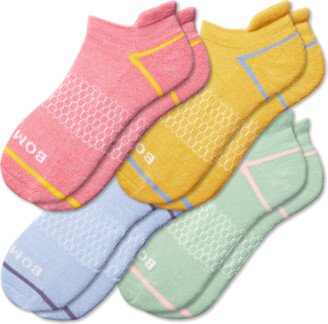 Women's Border Stripe Ankle Sock 4-Pack - Blossom Aloe Mix - Small - Cotton