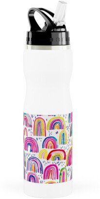 Photo Water Bottles: Rainbows Watercolor - Multi Stainless Steel Water Bottle With Straw, 25Oz, With Straw, Multicolor