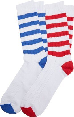 2-pack Organic Cotton Striped Hem Socks Socks & Hosiery White