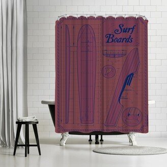 71 x 74 Shower Curtain, Surfboards by Diego Patino