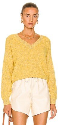 Cashmere V-Neck Sweater in Yellow