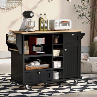 Kitchen Island Cart with Storage Cabinet and Two Locking Wheels-AA