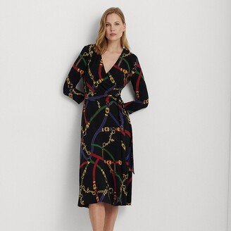 Ralph Lauren Belting-Print Surplice Jersey Dress