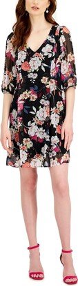 Petites Womens Chiffon Short Mini Dress-AA