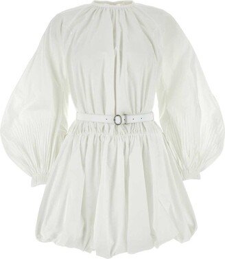 Smocked Belted Mini Dress