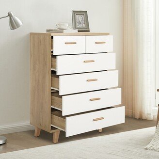 Aracari Modern Wood 6 Drawer Dresser Bedroom Storage Drawer Organizer Closet