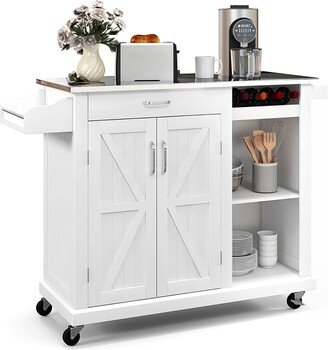 Kitchen Island Cart Rolling Utility Trolley Stainless Steel - See Details