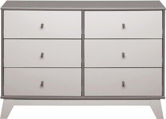 Rowan Valley Flint 6 Drawer Dresser and Solid Wood Angled Feet, Gray